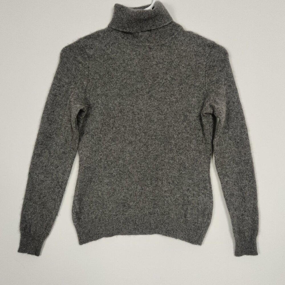 Lord & Taylor Women's Cashmere Sweater Size PS Gray Turtleneck Petite Bodycon